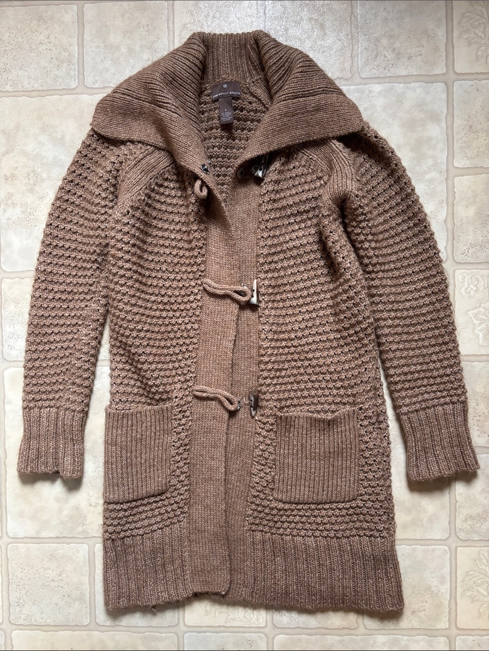 Fenn Wright Manson Chunky Brown Duster Cardigan - Size L- Alpaca Wool Blend